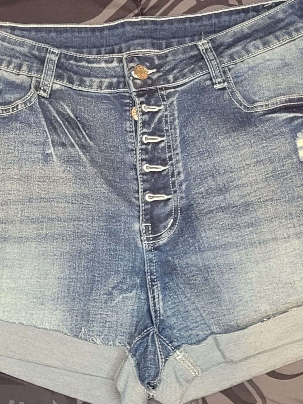 SHEIN Blue Distressed High-Waist Jean Shorts